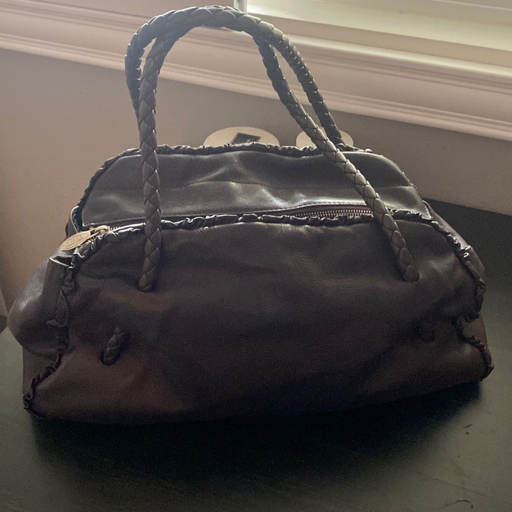 Furla chocolate brown leather satchel
